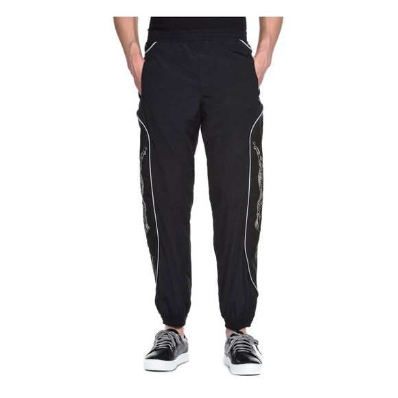 JUST CAVALLI Mens Black Active Graphic Non Iron Pants 56X LONG